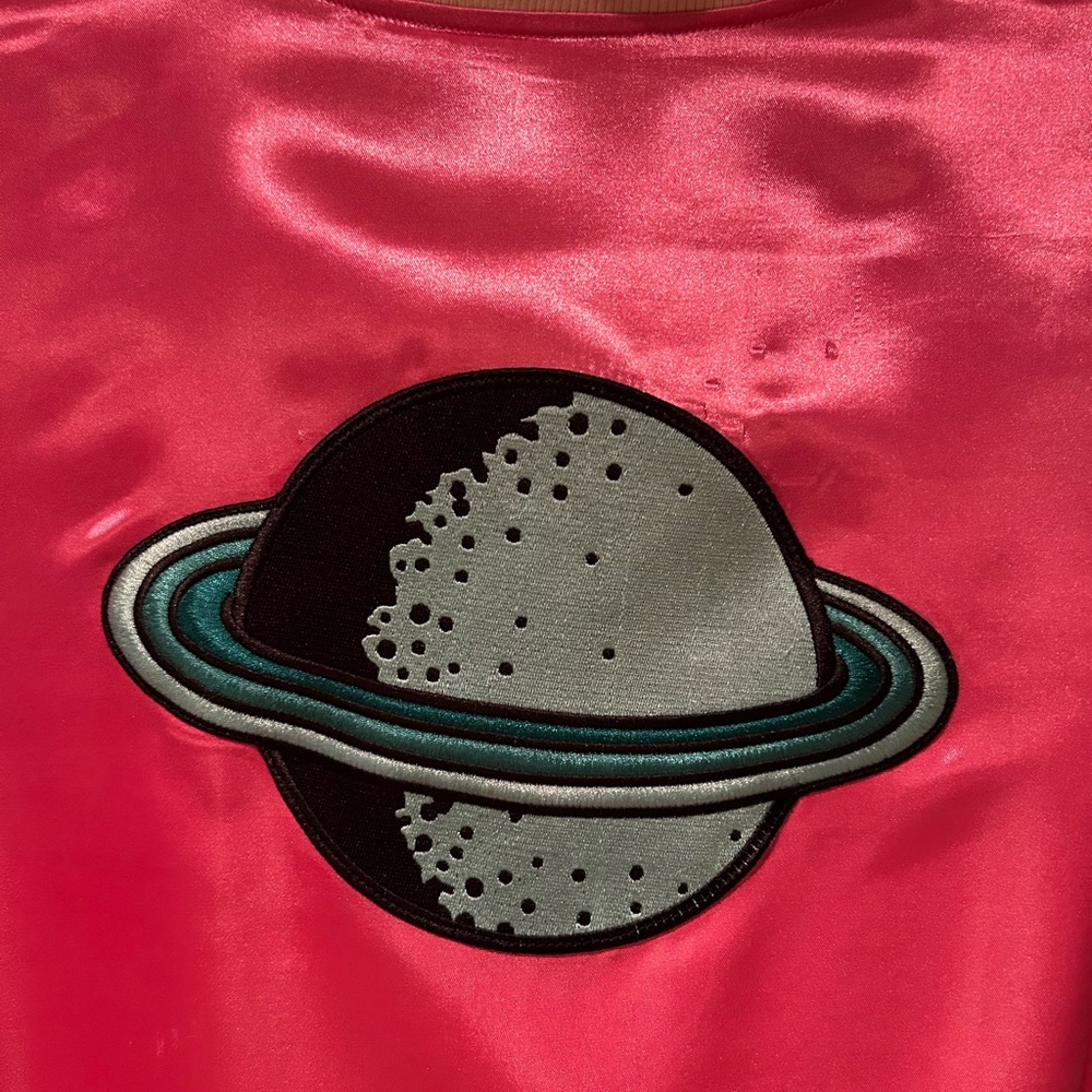 Big Bud Press Pink and Green Varsity Jacket with Emblem - Picture 8 of 9